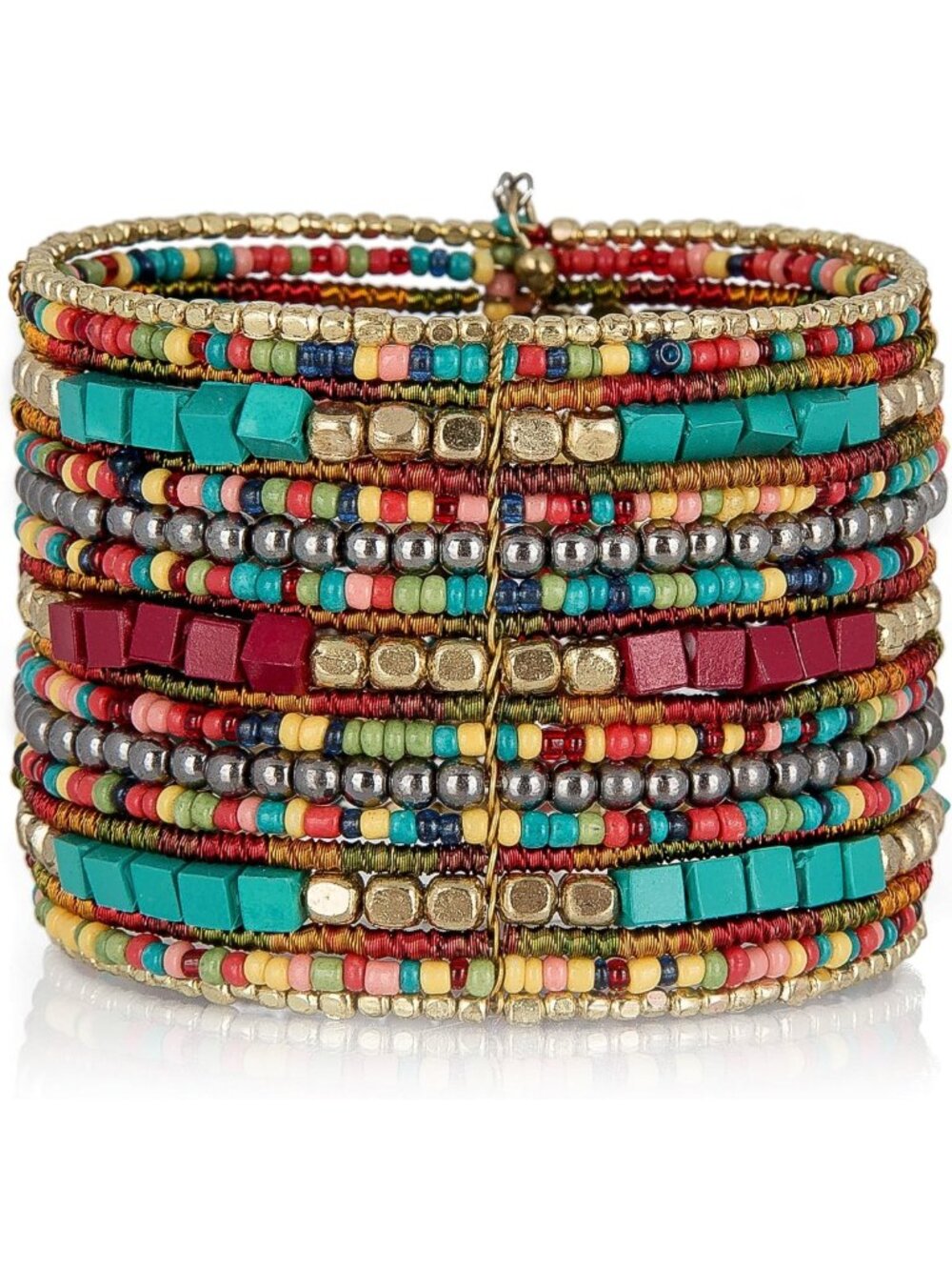 Boho Adjustable Stackable Cuff Bracelets for Women - Beaded Fashion Accessory